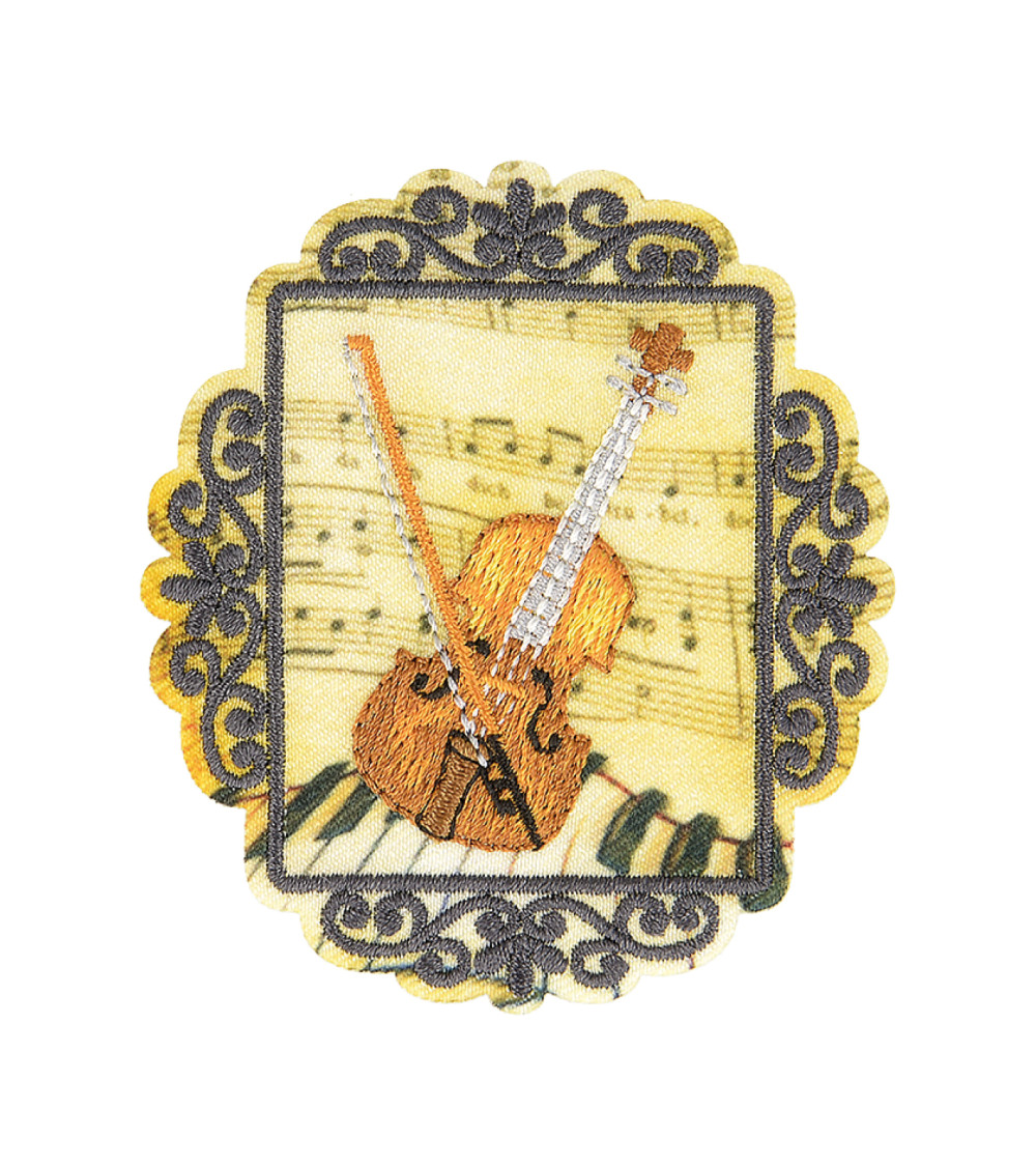 Ecusson thermocollant vintage violon 6cm x 5cm