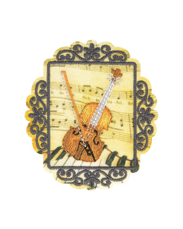 Vintage violin iron-on patch 6cm x 5cm