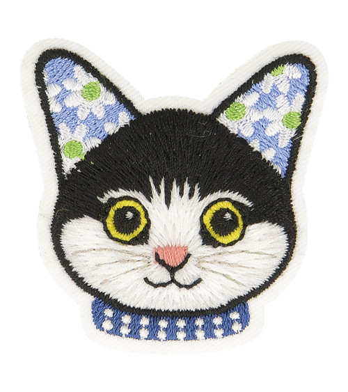 Black kitten iron-on patch 5cm x 4.5cm