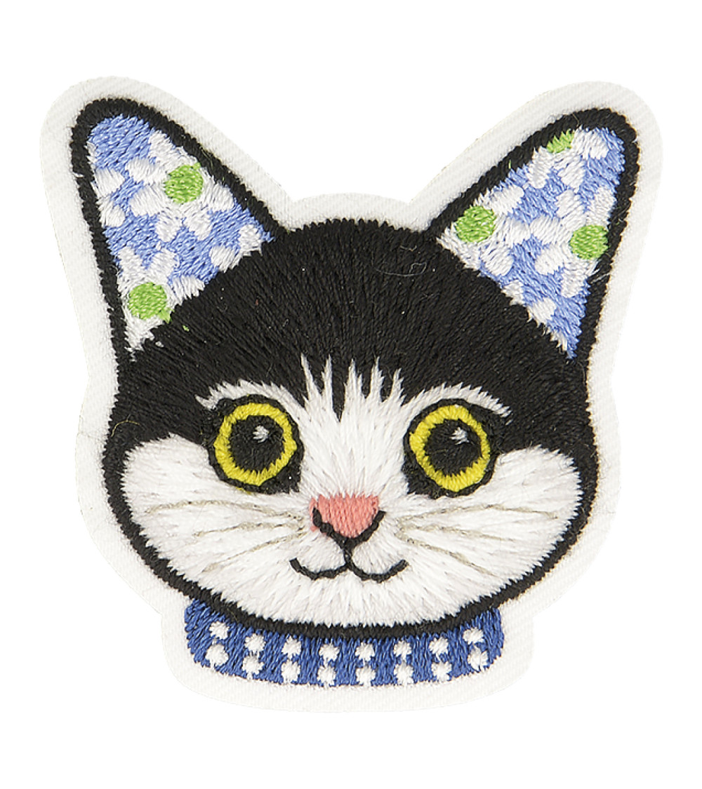 Ecusson thermocollant chaton noir 5cm x 4,5cm