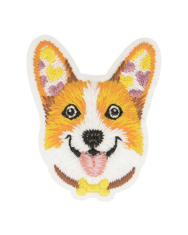 Ecusson thermocollant chien blanc 5cm x 4,5cm