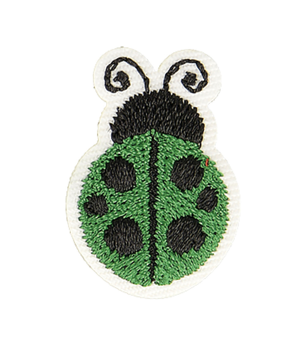 Ecusson thermocollant coccinelle vert 2,5cm x 2cm