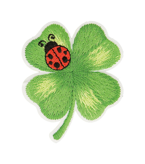 Toppa termoadesiva coccinella verde/trifoglio rosso 5 cm x 4 cm