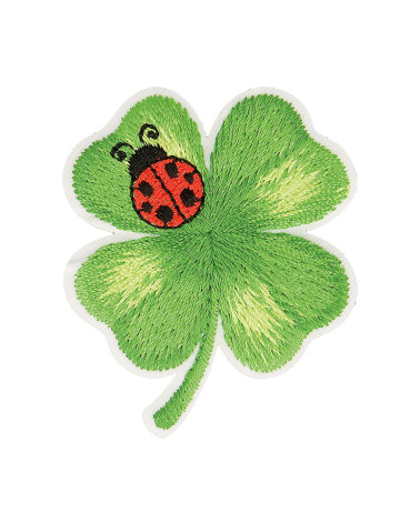 Toppa termoadesiva coccinella verde/trifoglio rosso 5 cm x 4 cm