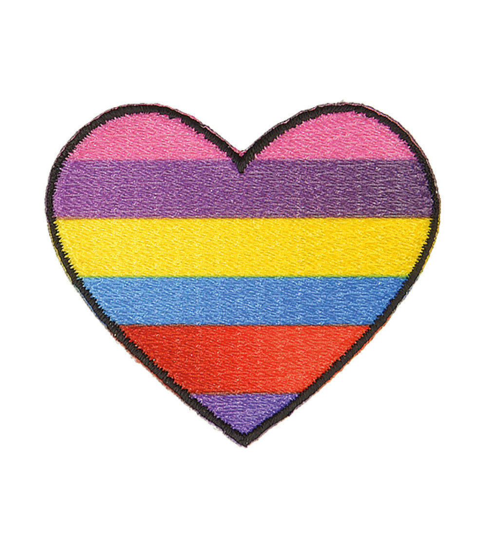 Multicolored heart iron-on patch 3.5cm x 3.5cm