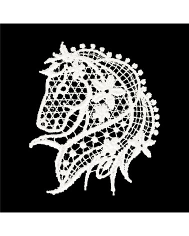Elegant lace horse iron-on badge 5cm x 4cm