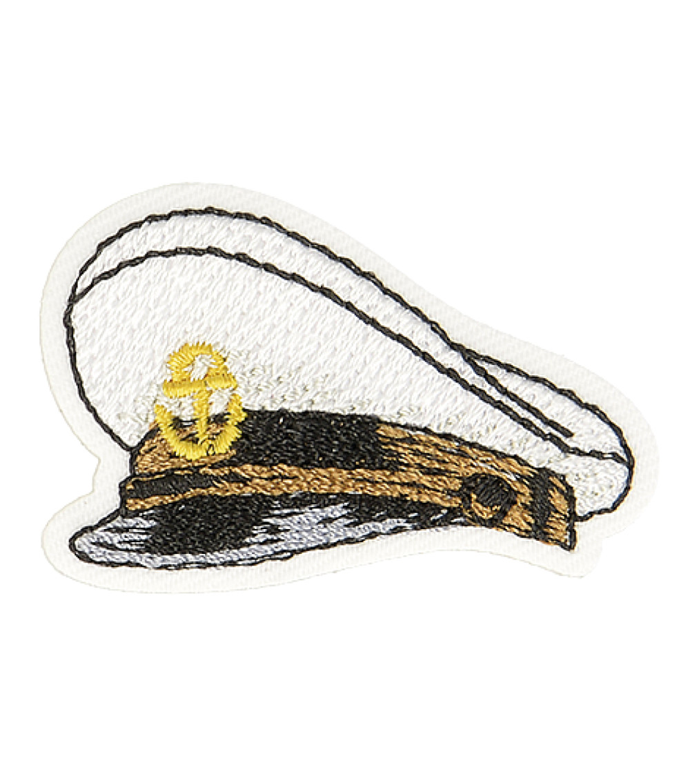 Ecusson thermocollant chapeau marin capitaine 3cm x 2,5cm