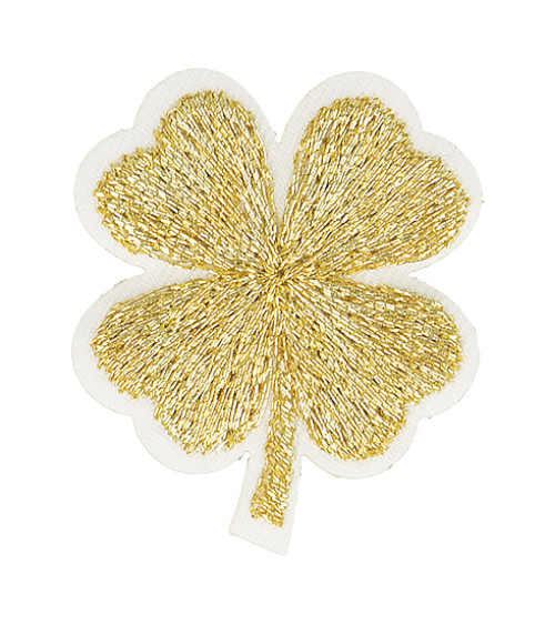 Gold lurex clover iron-on patch 3cm x 2.5cm