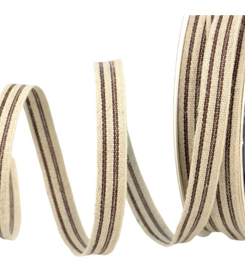 25m reel Striped braid 11 mm Chocolate Brown