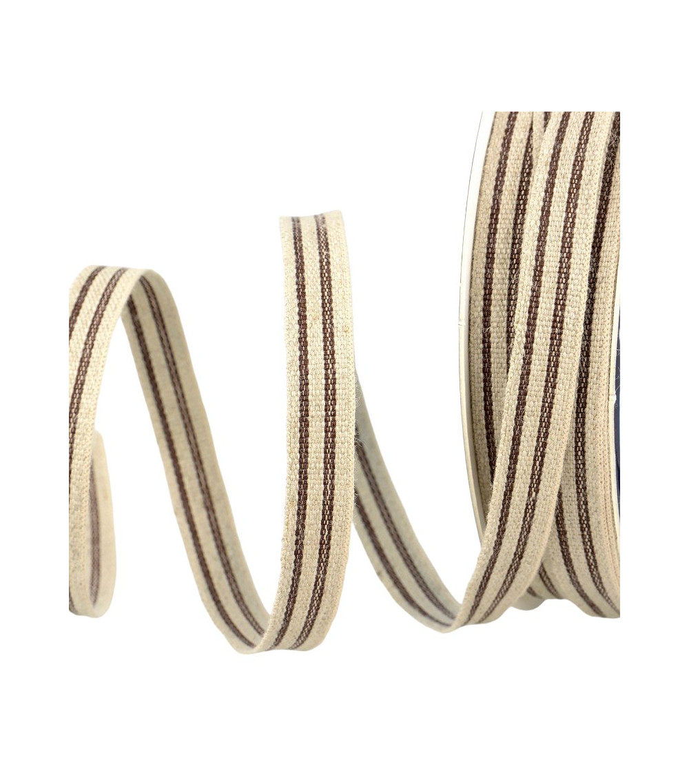 25-m-Spule, gestreiftes Geflecht, 11 mm, Schokoladenbraun