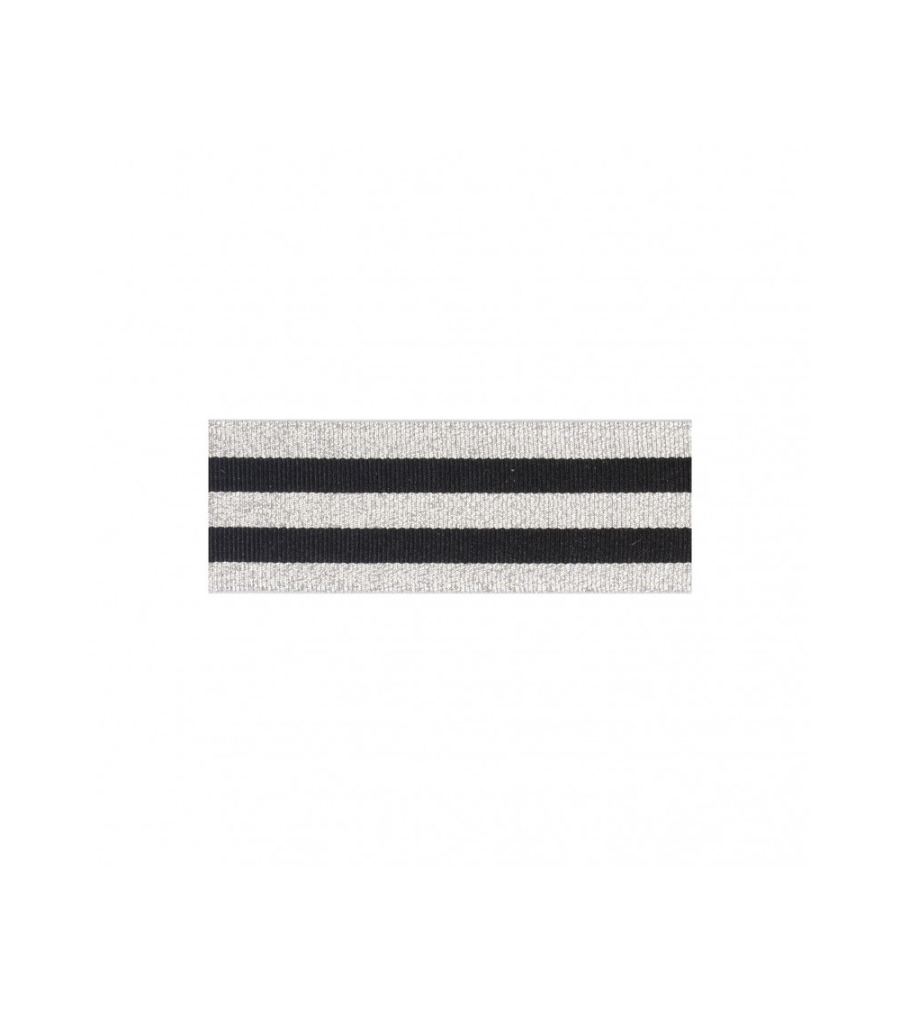 25m reel of silver/black stripes braid