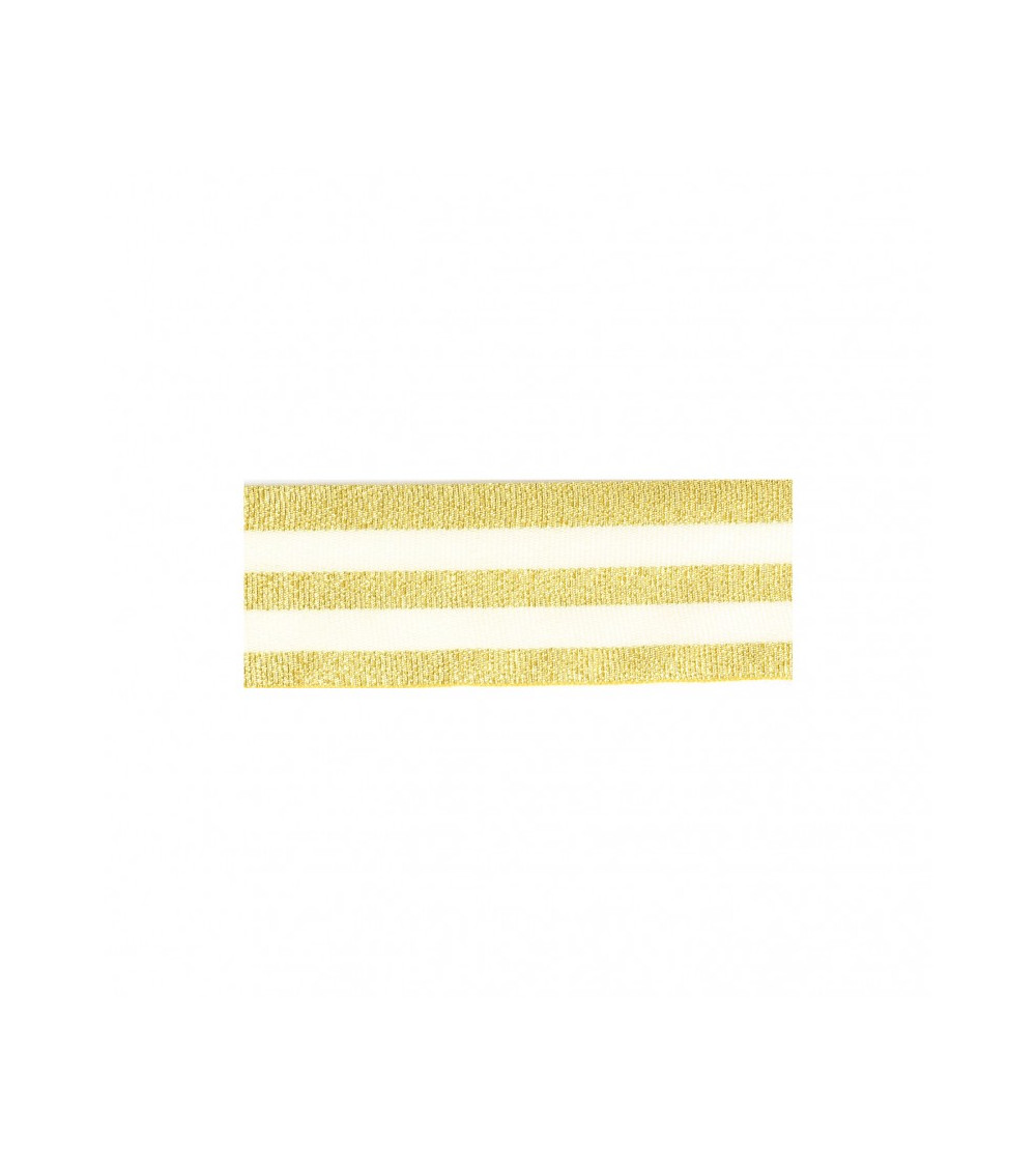 25m reel of gold/ecru striped braid