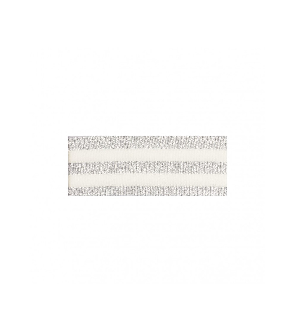 25m reel of silver/ecru striped braid
