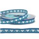 Bobine 10m Galon jacquard cœurs 10 mm polyester Bleu Roy