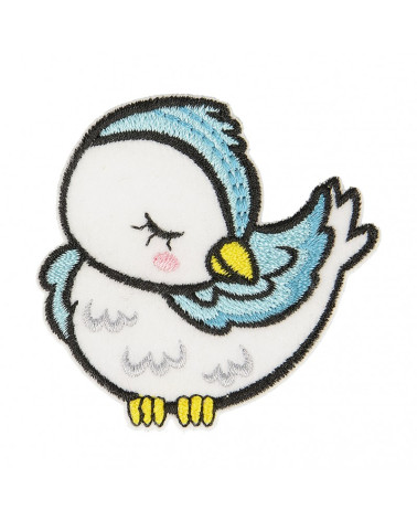Aufnäher zum Aufbügeln, schlafendes Tier, Vogel aus Bio-Stoff, 5 cm x 5 cm