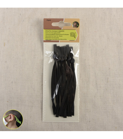 Attache masque réglable - 3 paires noires