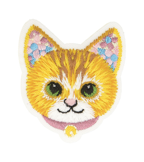 Red kitten iron-on patch 5cm x 4.5cm