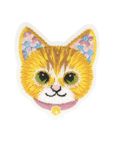 Red kitten iron-on badge 5cm x 4.5cm
