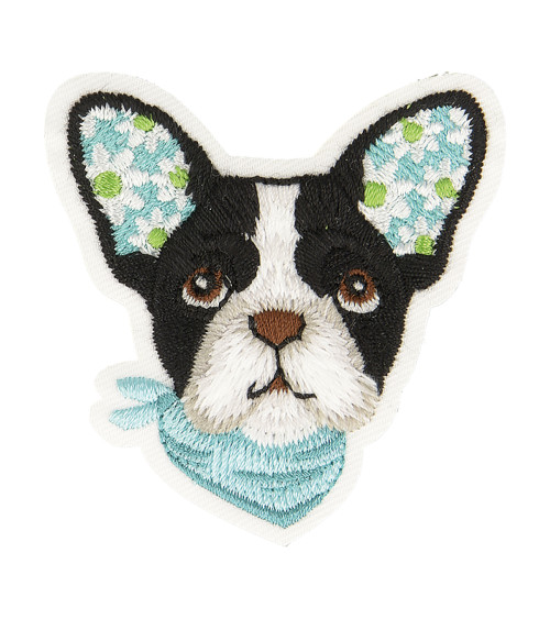 Black dog iron-on patch 5cm x 4.5cm