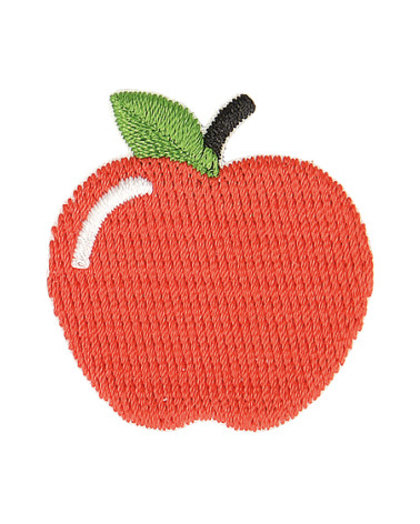 Red apple iron-on badge 3cm x 2.5cm