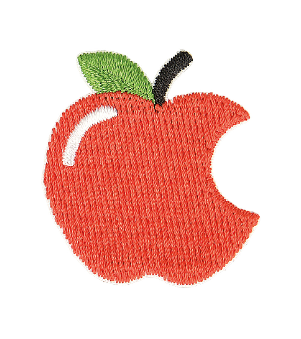 Red bitten apple iron-on patch 3cm x 3cm