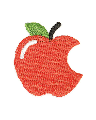 Red bitten apple iron-on patch 3cm x 3cm