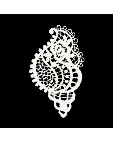 Ecusson thermocollant dentelle élégant coquillage 5cm x 2,5cm