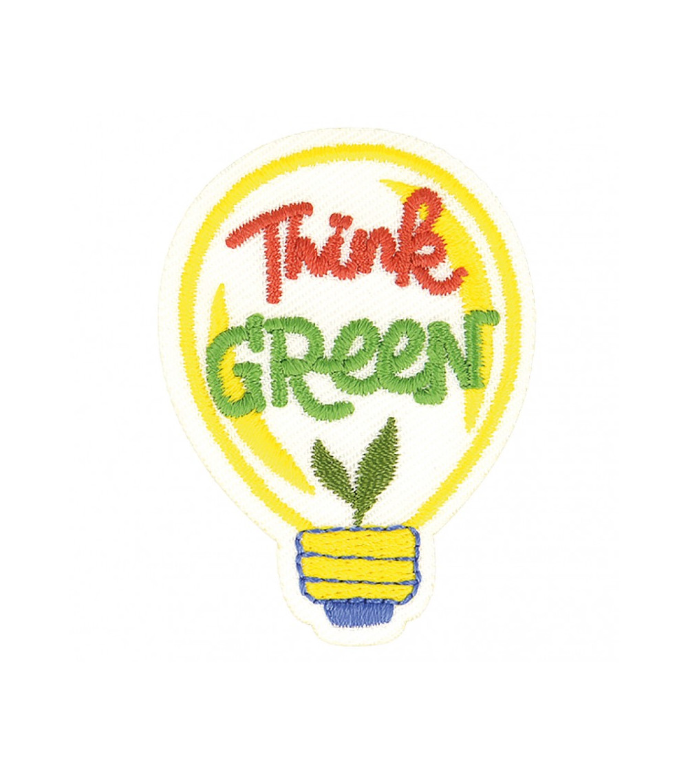 Set of 3 eco-friendly iron-on patches in Think green organic fabric 7cm x 5cm