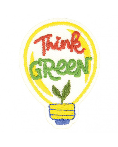 Set of 3 eco-friendly iron-on patches in Think green organic fabric 7cm x 5cm