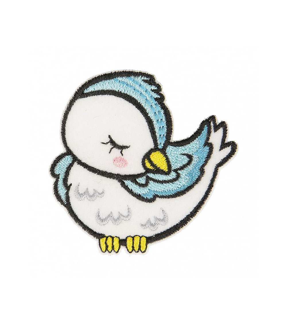 Set mit 3 Aufnähern zum Aufbügeln, schlafendes Tier, Vogel aus Bio-Stoff, 5 cm x 5 cm