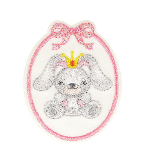 Set of 3 iron-on rabbit badge patches 5.5cm x 4.5cm