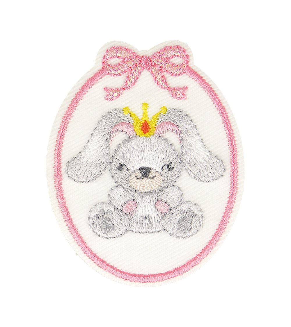 Lot de 3 écussons thermocollants badge lapine 5,5cm x 4,5cm