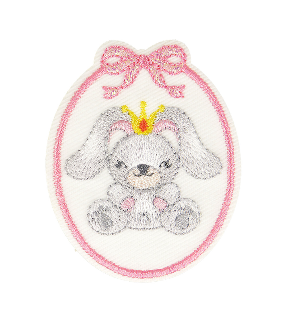 Set of 3 iron-on rabbit badge patches 5.5cm x 4.5cm