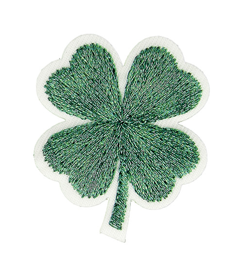 Set of 3 green lurex clover iron-on patches 3cm x 2.5cm
