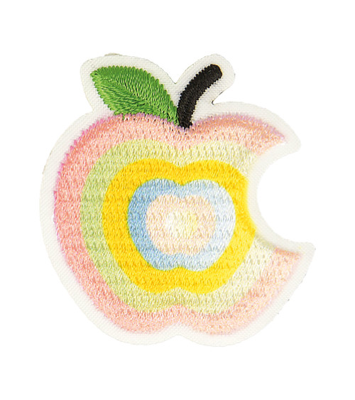 Set of 3 iron-on iron-on patches with pink gradient bitten apple 3cm x 3cm