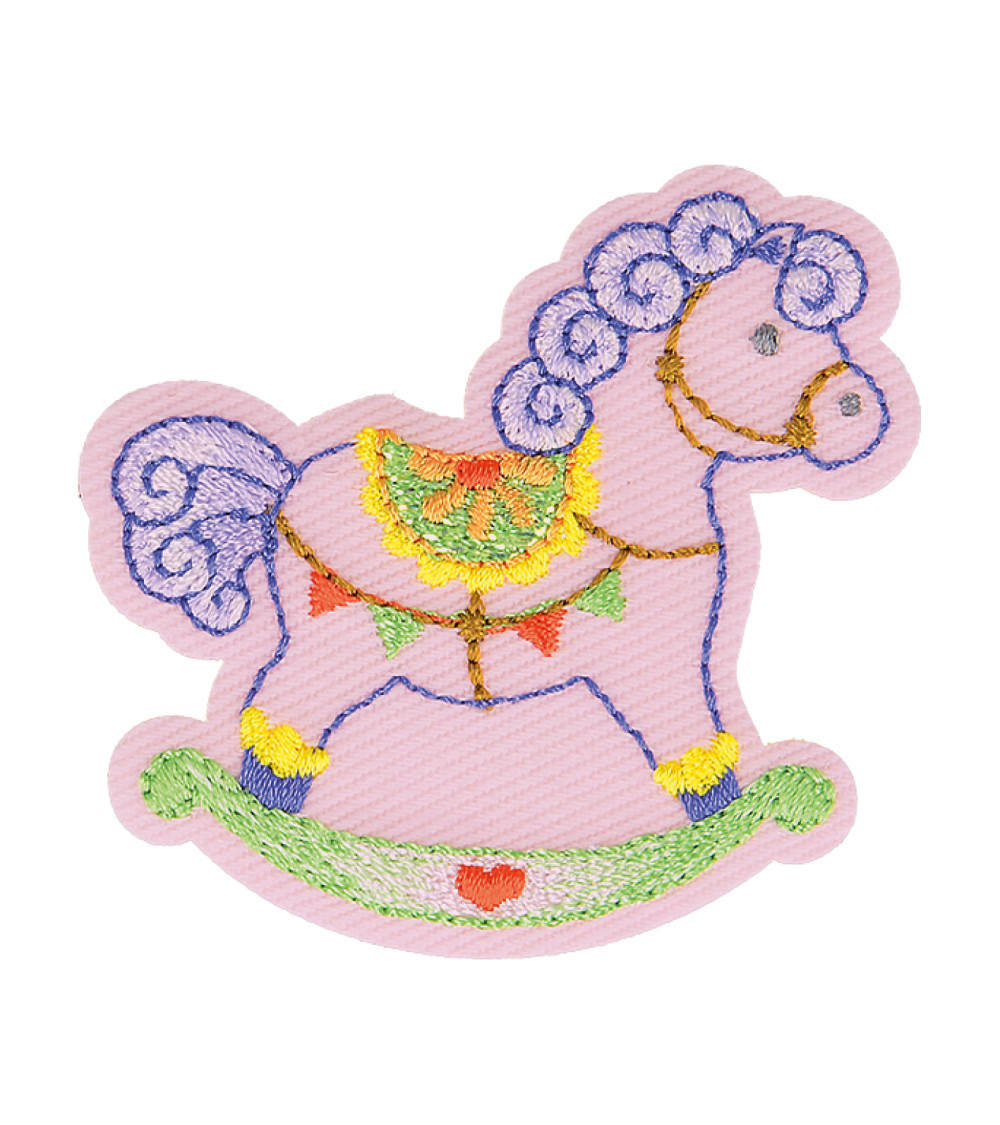 Set of 3 iron-on baby rocking horse patches 5cm x 5cm
