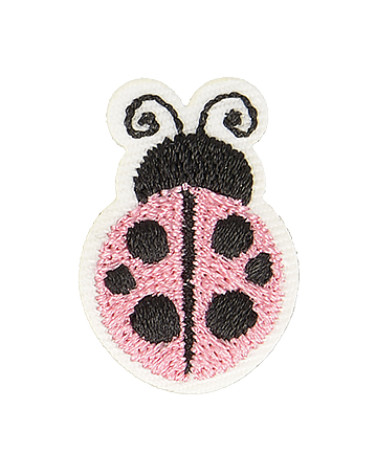 Juego de 3 parches termoadhesivos de mariquita rosa de 2,5 cm x 2 cm