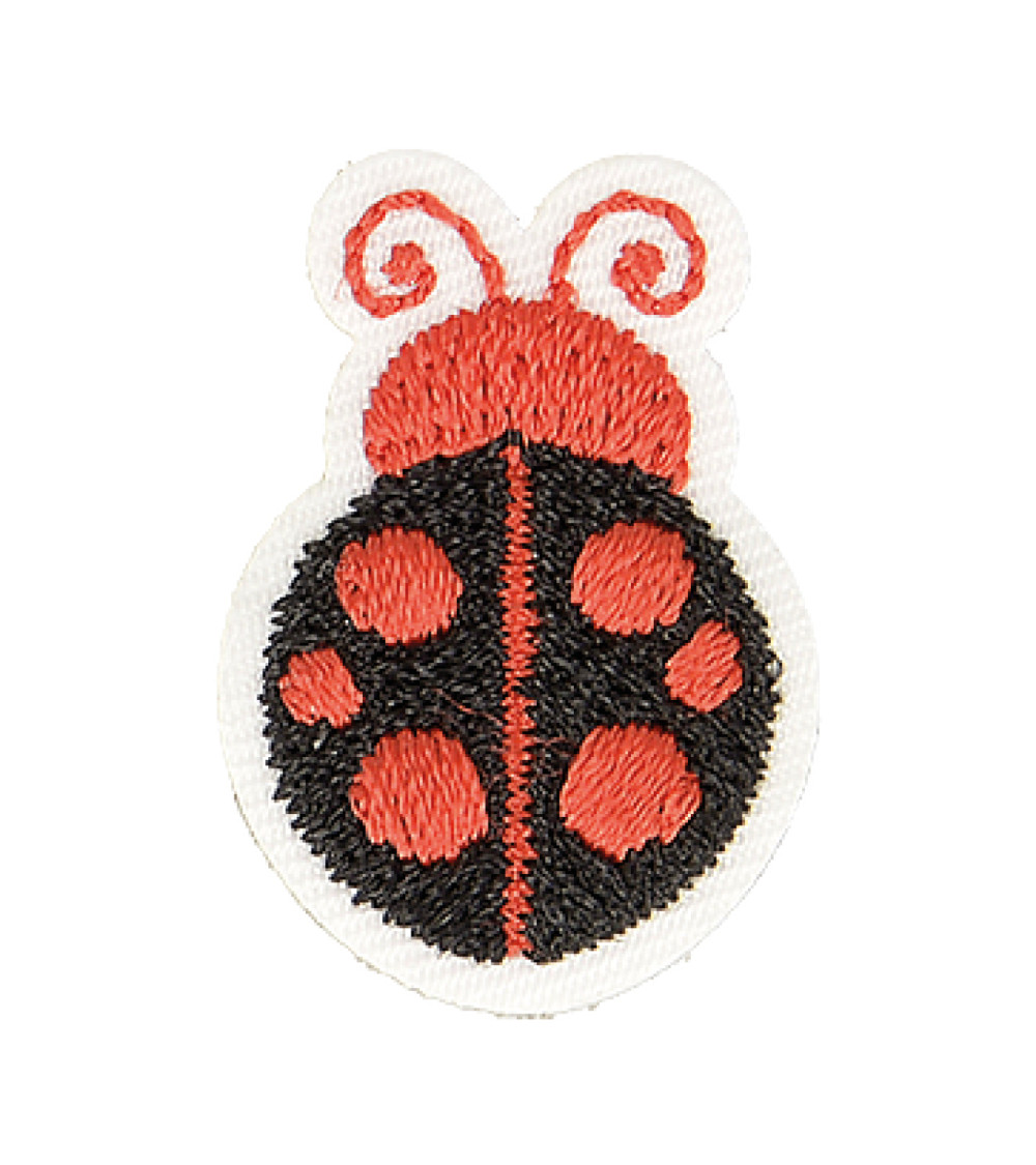 Set of 3 iron-on ladybug patches black/red dot 2.5cm x 2cm