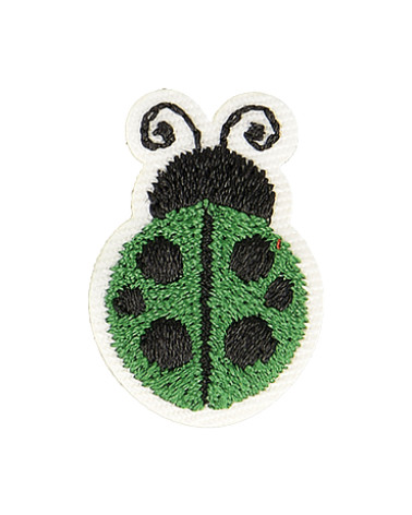 Set of 3 green ladybug iron-on patches 2.5cm x 2cm