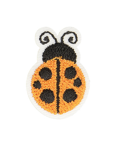 Set of 3 orange ladybug iron-on patches 2.5cm x 2cm