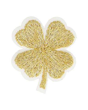 Set di 3 toppe termoadesive trifogli dorati in lurex 3 cm x 2,5 cm