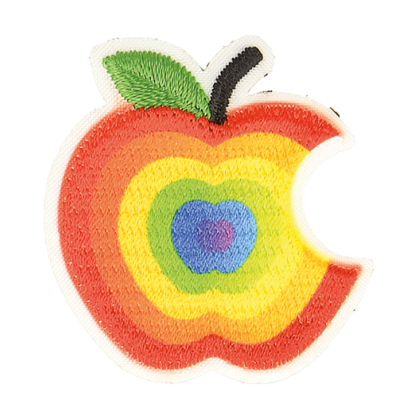 Lot de 3 écussons thermocollants pomme croquée multicolore 3cm x 3cm