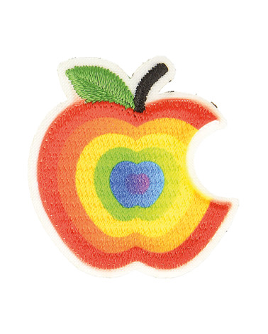Set of 3 multi-colored bitten apple iron-on patches 3cm x 3cm