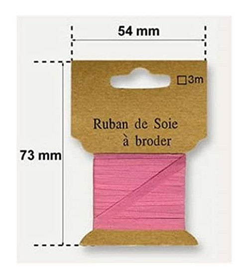 Ruban de soie à broder 4mm de 3 mètres Rose