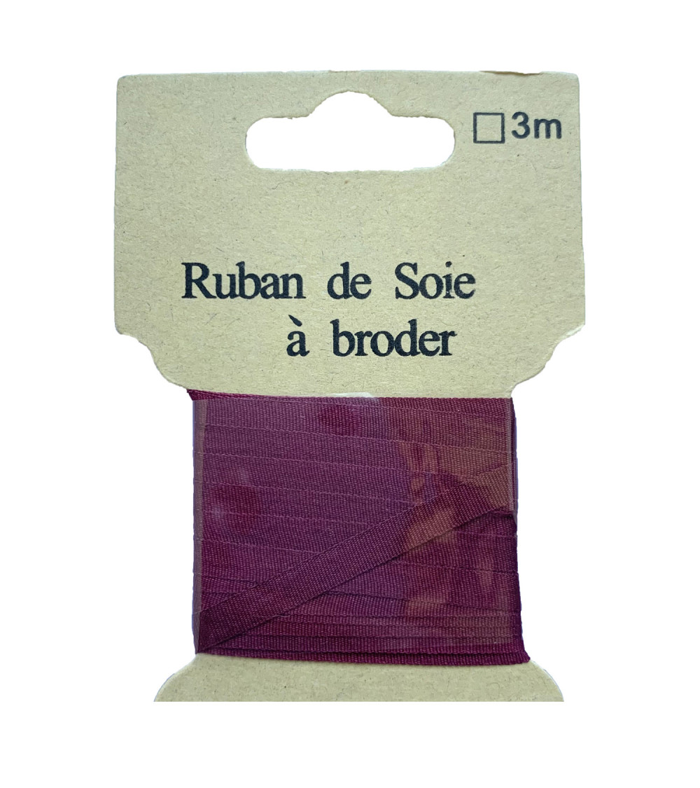 Ruban de soie à broder 4mm de 3 mètres Lie de vin