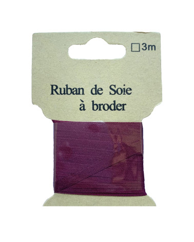 Ruban de soie à broder 4mm de 3 mètres Lie de vin