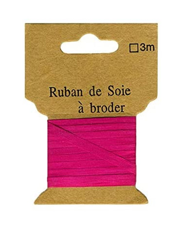 Ruban de soie à broder 7mm de 3 mètres Fuchsia 