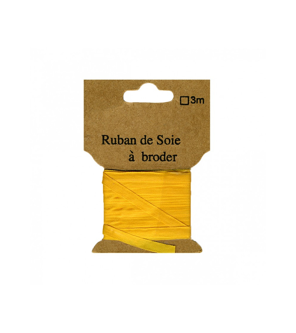 Ruban de soie à broder 4mm de 3 mètres Abricot