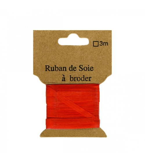 Ruban de soie à broder 4mm de 3 mètres Corail