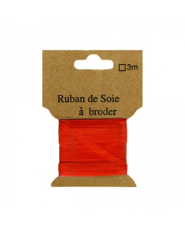 Ruban de soie à broder 4mm de 3 mètres Corail
